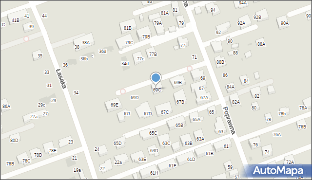 Warszawa, Poprawna, 69C, mapa Warszawy