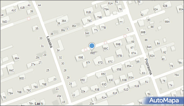 Warszawa, Poprawna, 69D, mapa Warszawy