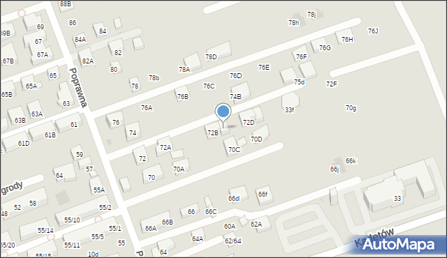 Warszawa, Poprawna, 72C, mapa Warszawy