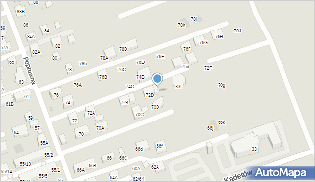 Warszawa, Poprawna, 72E, mapa Warszawy