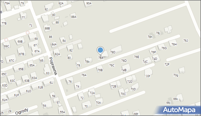 Warszawa, Poprawna, 78A, mapa Warszawy