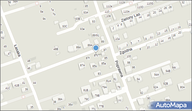 Warszawa, Poprawna, 87c, mapa Warszawy