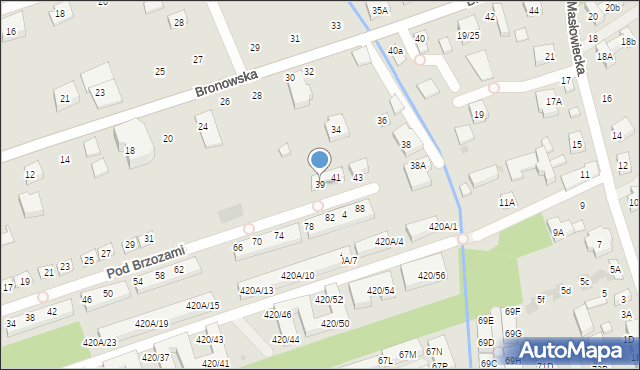 Warszawa, Pod Brzozami, 39, mapa Warszawy