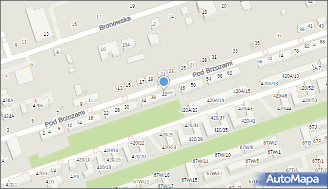 Warszawa, Pod Brzozami, 42, mapa Warszawy