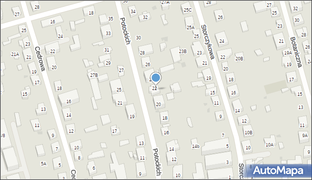 Warszawa, Potockich, 22A, mapa Warszawy