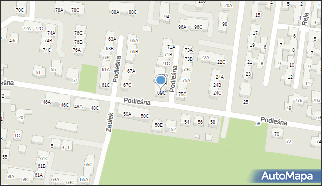 Warszawa, Podleśna, 69C, mapa Warszawy