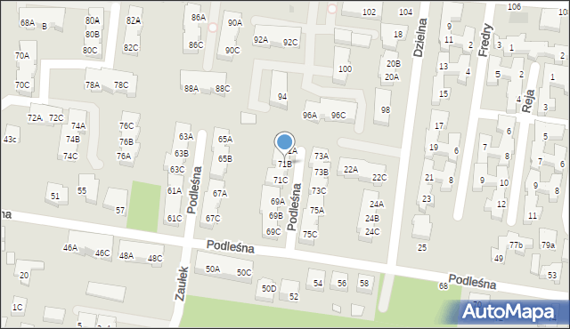 Warszawa, Podleśna, 71B, mapa Warszawy