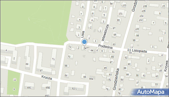 Wasilków, Podleśna, 2A, mapa Wasilków