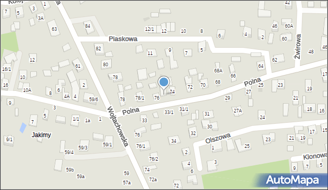 Wasilków, Polna, 76/1, mapa Wasilków