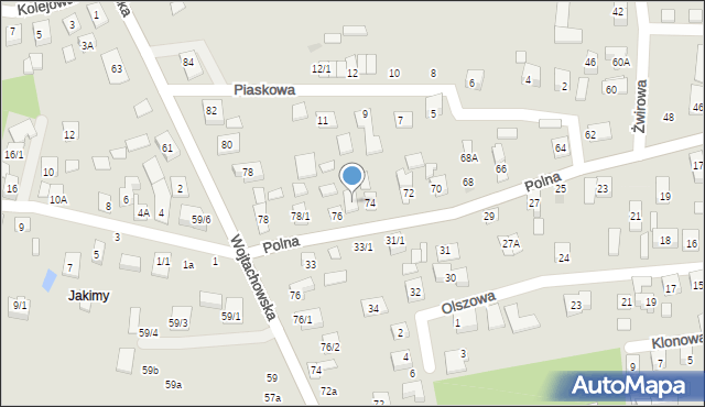 Wasilków, Polna, 76A, mapa Wasilków