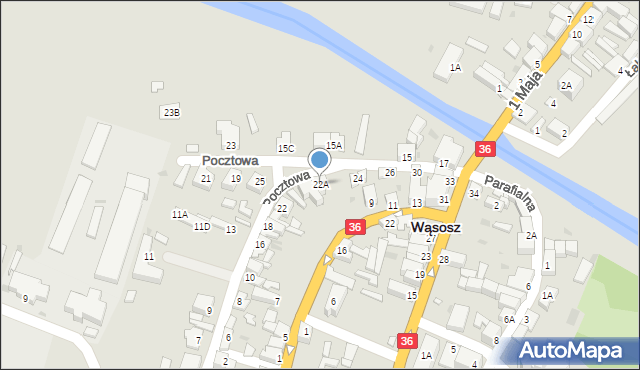 Wąsosz, Pocztowa, 22A, mapa Wąsosz