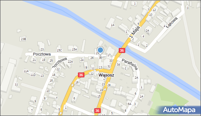 Wąsosz, Pocztowa, 30, mapa Wąsosz