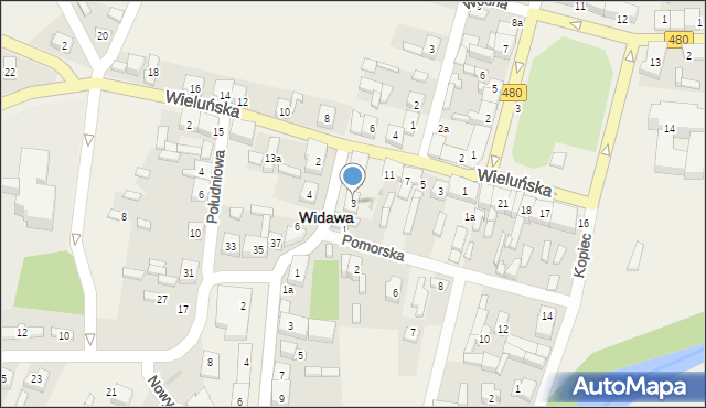 Widawa, Poniatowskiego, 3, mapa Widawa