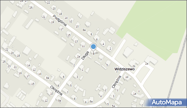 Widziszewo, Podgórna, 9, mapa Widziszewo