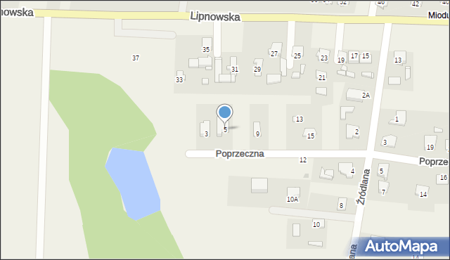 Wielgie, Poprzeczna, 5, mapa Wielgie