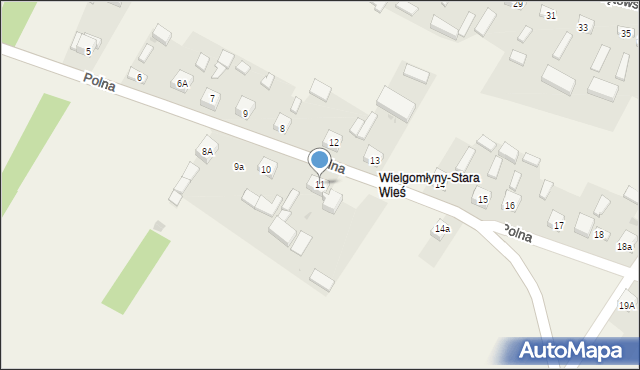 Wielgomłyny, Polna, 11, mapa Wielgomłyny