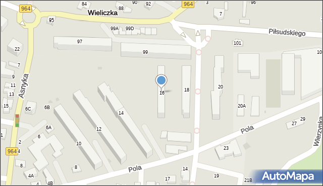 Wieliczka, Pola Wincentego, 16, mapa Wieliczka