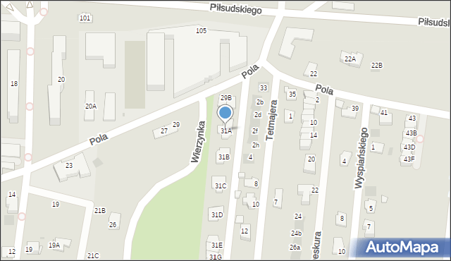 Wieliczka, Pola Wincentego, 31A, mapa Wieliczka