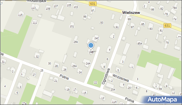 Wieliszew, Polna, 24B, mapa Wieliszew