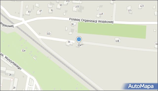 Wieluń, Polskiej Organizacji Wojskowej, 32A, mapa Wieluń