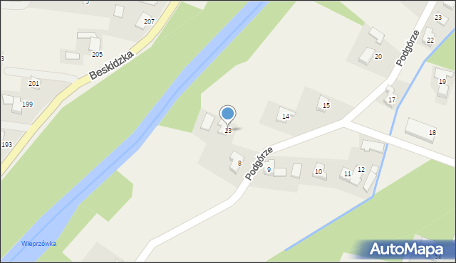 Wieprz, Podgórze, 13, mapa Wieprz