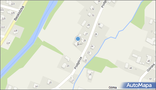 Wieprz, Podgórze, 25, mapa Wieprz