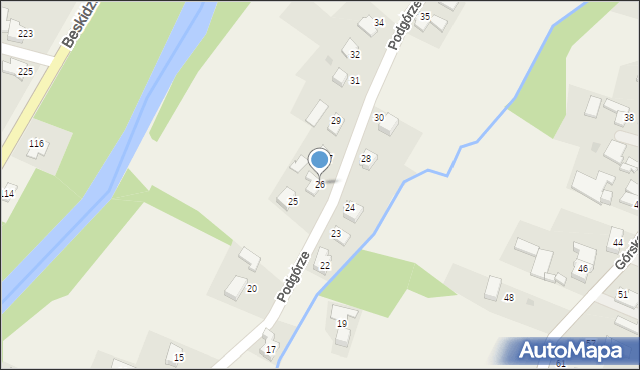 Wieprz, Podgórze, 26, mapa Wieprz