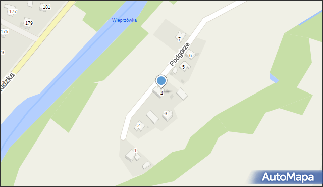 Wieprz, Podgórze, 4, mapa Wieprz