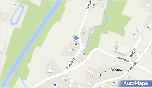 Wieprz, Podgórze, 51, mapa Wieprz