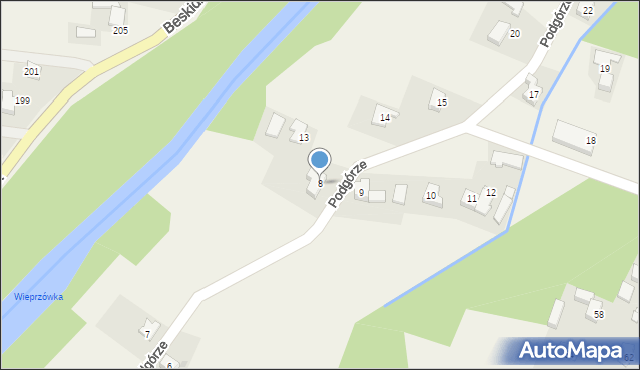 Wieprz, Podgórze, 8, mapa Wieprz