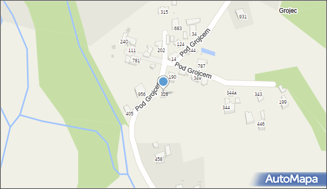 Wieprz, Pod Grojcem, 328, mapa Wieprz