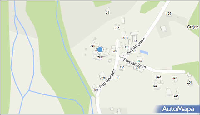 Wieprz, Pod Grojcem, 781, mapa Wieprz