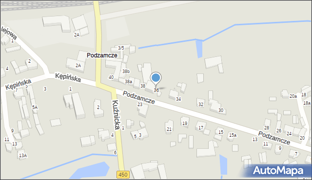 Wieruszów, Podzamcze, 36, mapa Wieruszów