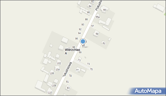 Wierzchlas, Południowa, 67, mapa Wierzchlas