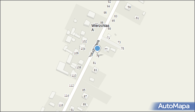 Wierzchlas, Południowa, 79, mapa Wierzchlas