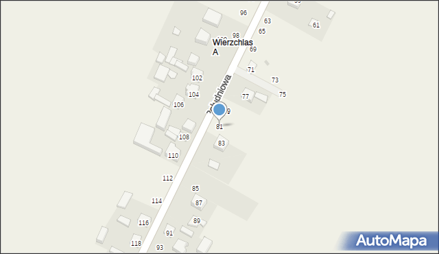 Wierzchlas, Południowa, 81, mapa Wierzchlas