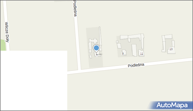 Wilkowiecko, Podleśna, 7, mapa Wilkowiecko