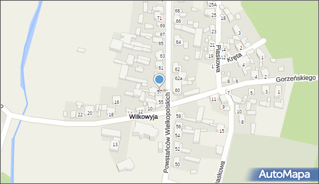 Wilkowyja, Powstańców Wielkopolskich, 57, mapa Wilkowyja