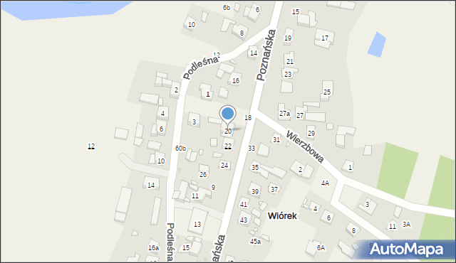 Wiórek, Poznańska, 20, mapa Wiórek