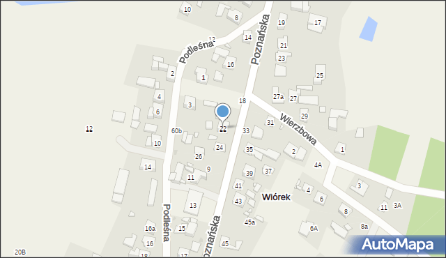 Wiórek, Poznańska, 22, mapa Wiórek