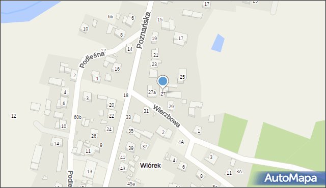 Wiórek, Poznańska, 27, mapa Wiórek