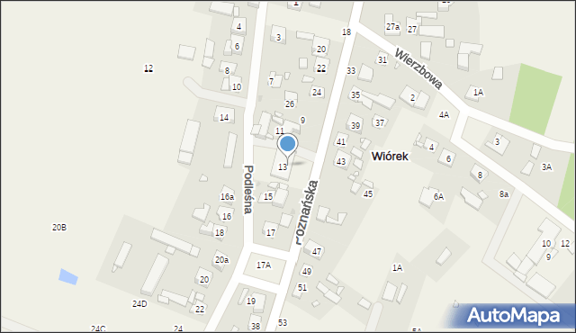 Wiórek, Poznańska, 30, mapa Wiórek