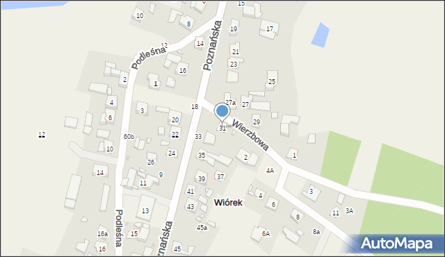 Wiórek, Poznańska, 31, mapa Wiórek