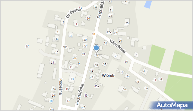 Wiórek, Poznańska, 35, mapa Wiórek