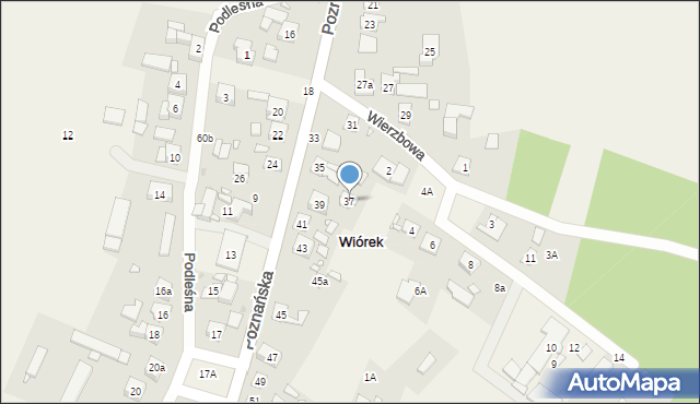 Wiórek, Poznańska, 37, mapa Wiórek