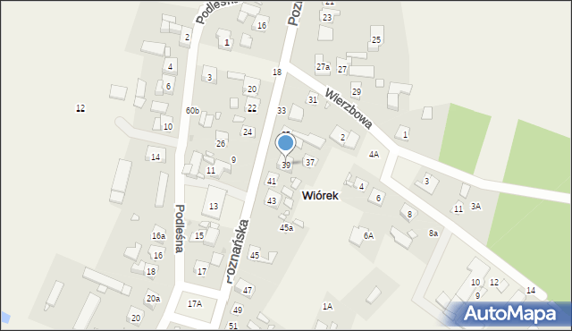 Wiórek, Poznańska, 39, mapa Wiórek