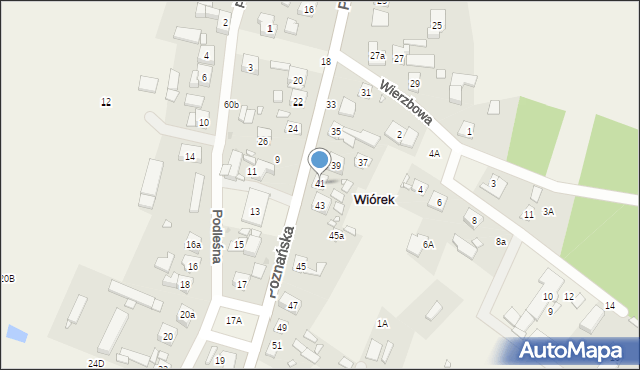 Wiórek, Poznańska, 41, mapa Wiórek