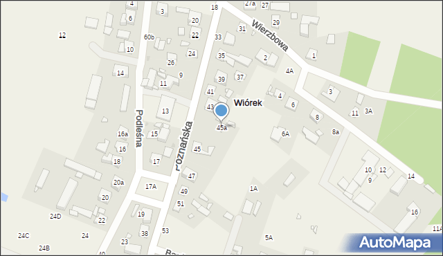 Wiórek, Poznańska, 45a, mapa Wiórek