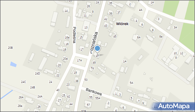 Wiórek, Poznańska, 47, mapa Wiórek