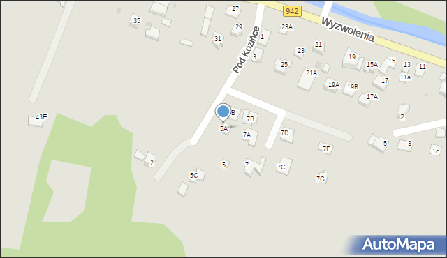 Wisła, Pod Kozińce, 5A, mapa Wisła
